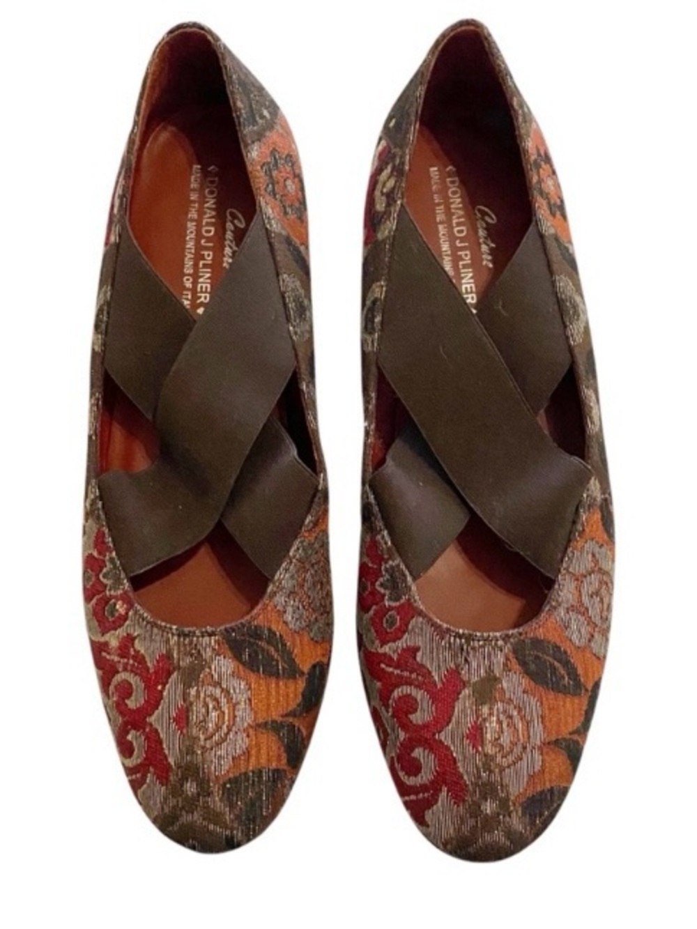 Donald J Pliner Couture Holli Ballet Flats Floral Tapestry Slip On Flats